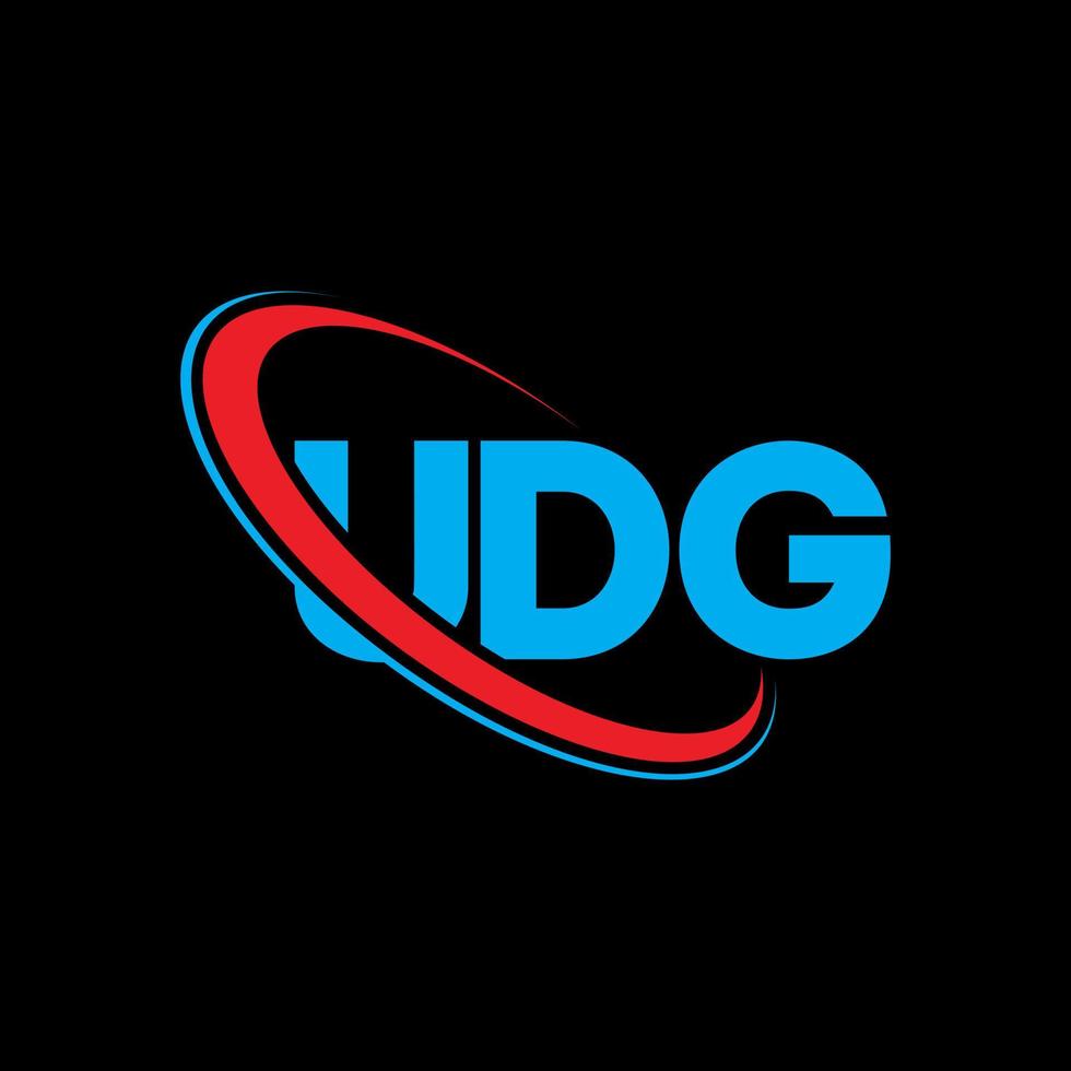 logo udg. lettera udg. design del logo della lettera udg. iniziali logo udg legate da cerchio e logo monogramma maiuscolo. tipografia udg per il marchio tecnologico, commerciale e immobiliare. vettore