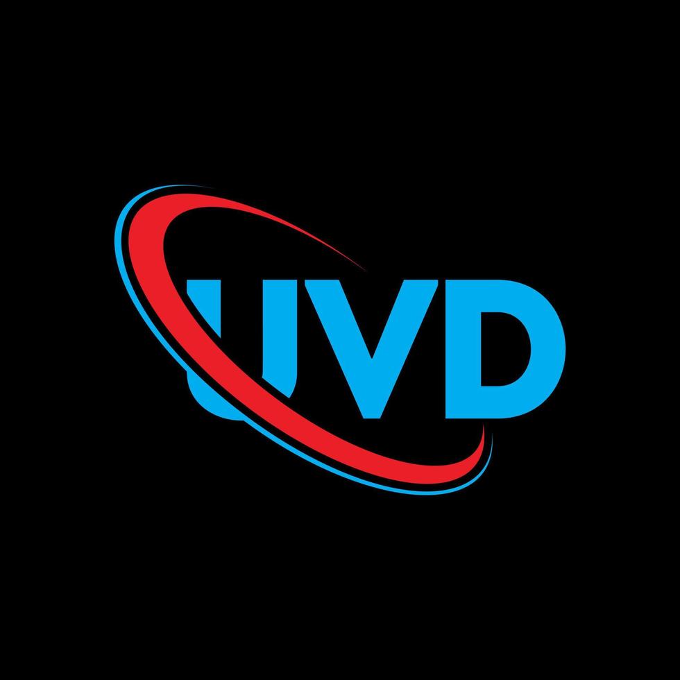 logo uvd. lettera uvd. design del logo della lettera uvd. iniziali uvd logo collegate con cerchio e logo monogramma maiuscolo. tipografia uvd per marchio tecnologico, commerciale e immobiliare. vettore