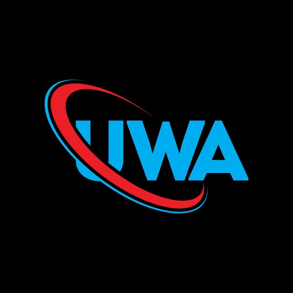 logo Uwa. ua lettera. design del logo della lettera uwa. iniziali logo uwa collegate a cerchio e logo monogramma maiuscolo. tipografia uwa per il marchio tecnologico, commerciale e immobiliare. vettore