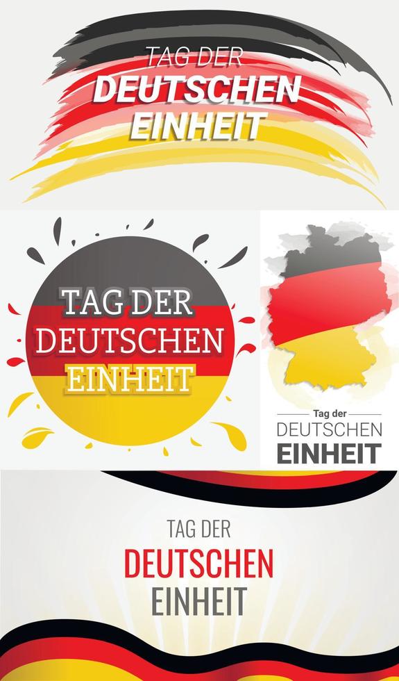 felice set di banner deutschen einheit, stile disegnato a mano vettore