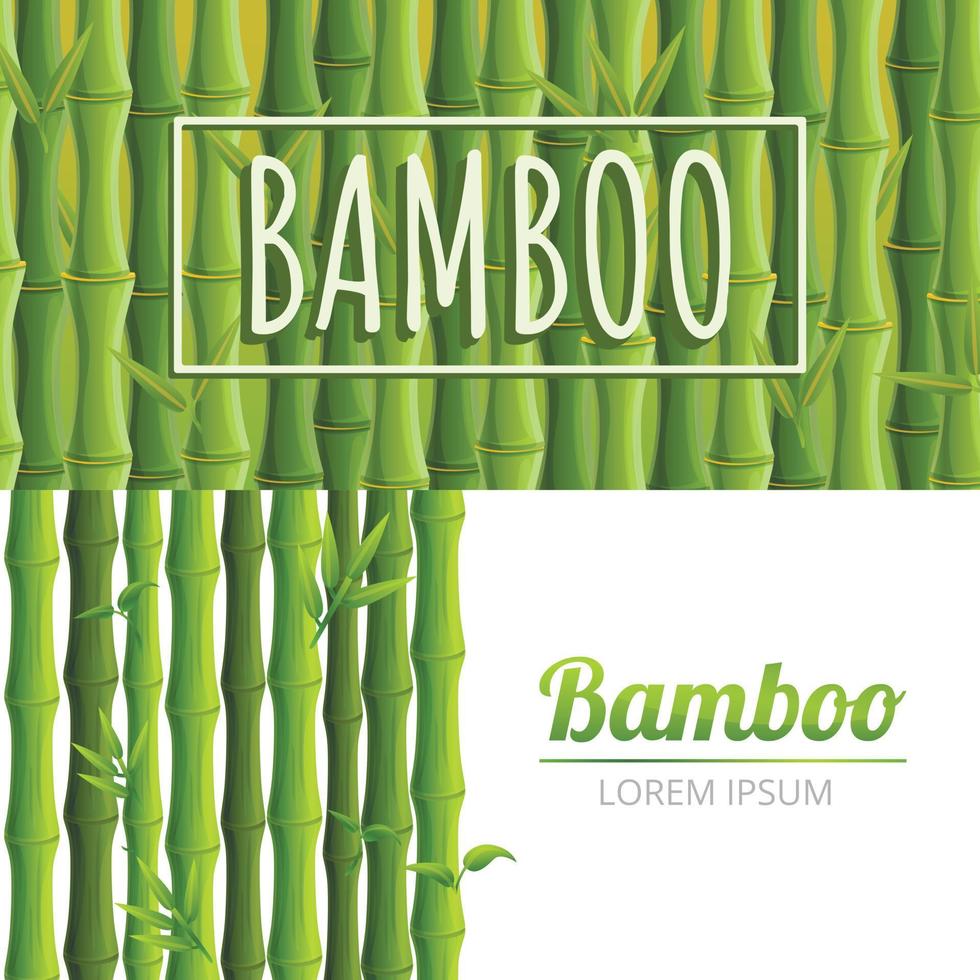 set di banner di bambù, stile cartone animato vettore