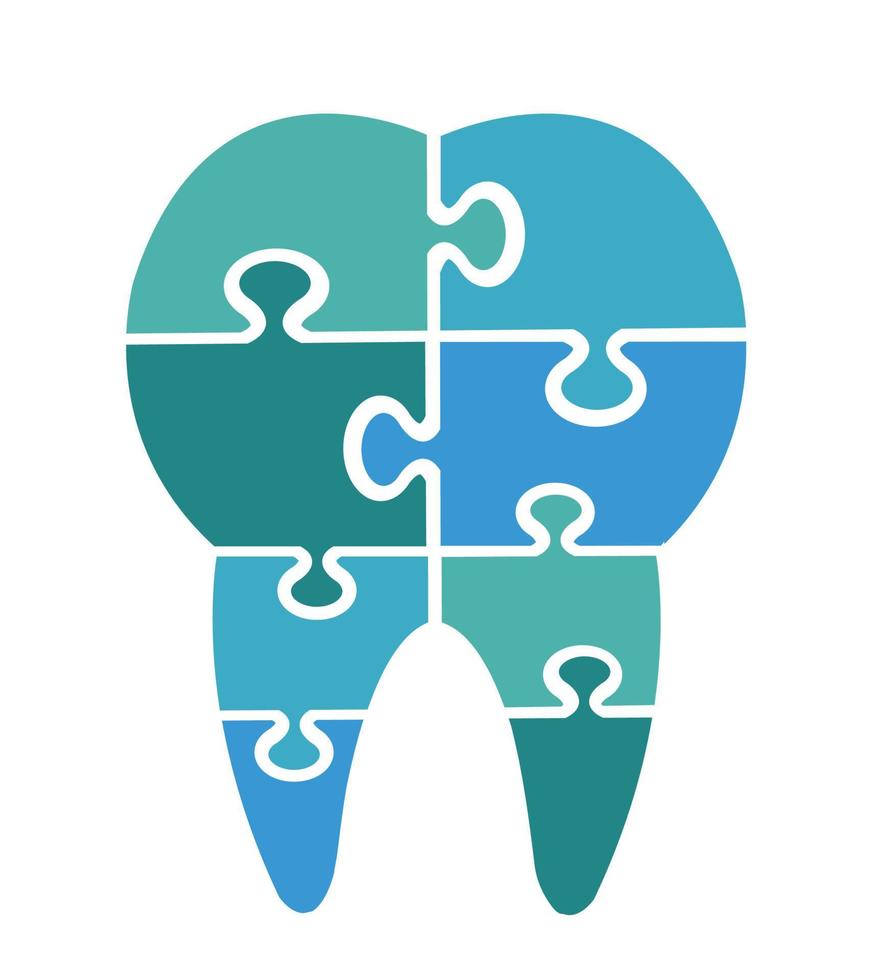 illustrazione dell'icona dentale del puzzle vettore