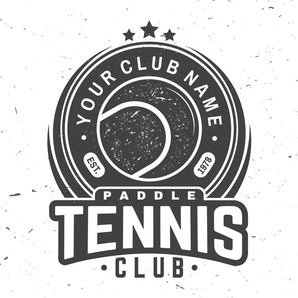 Distintivo, emblema o segno del paddle tennis club. illustrazione vettoriale. vettore