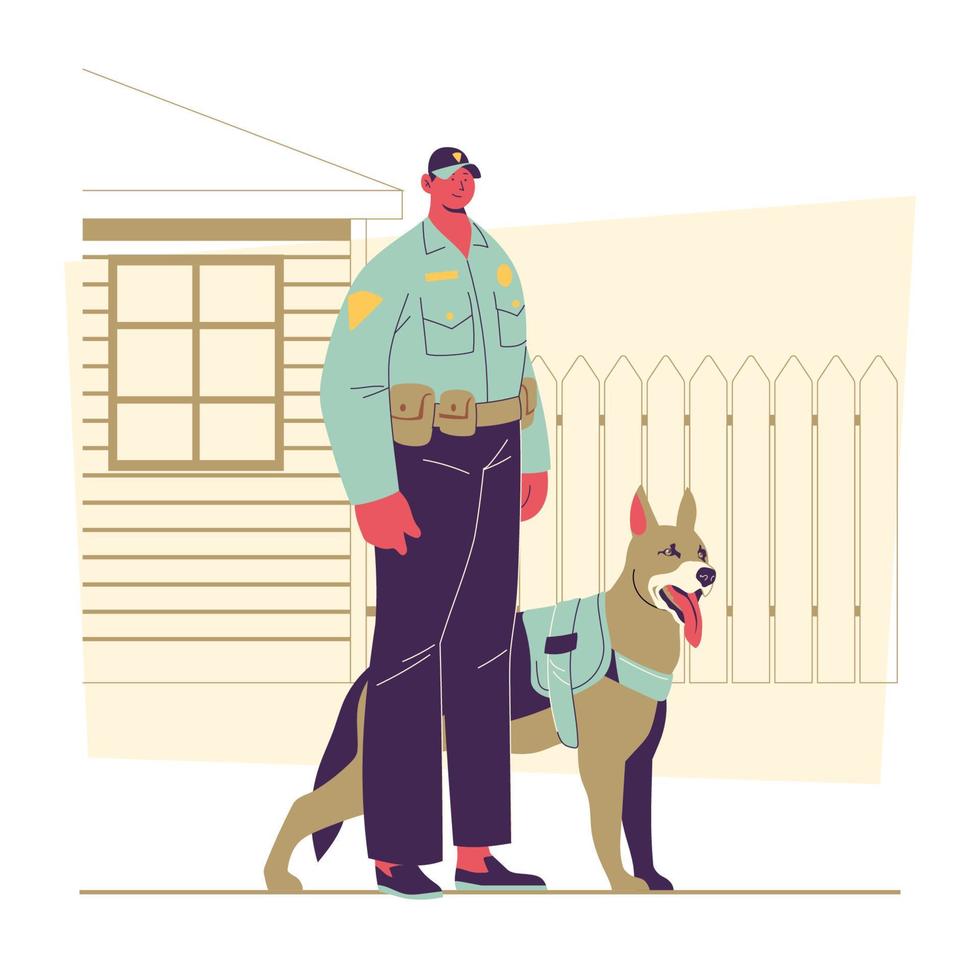 polizia con il concetto di cane vettore