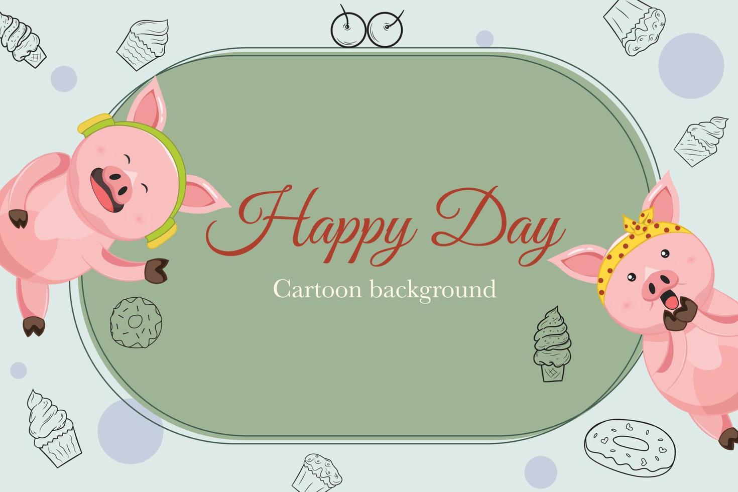 sfondo simpatico cartone animato animale maiale vettore