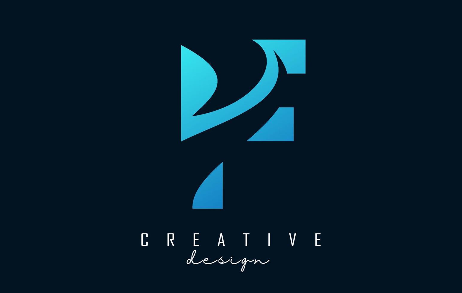 logo della lettera f con design dello spazio negativo e tagli d'onda creativi. lettera con disegno geometrico. vettore
