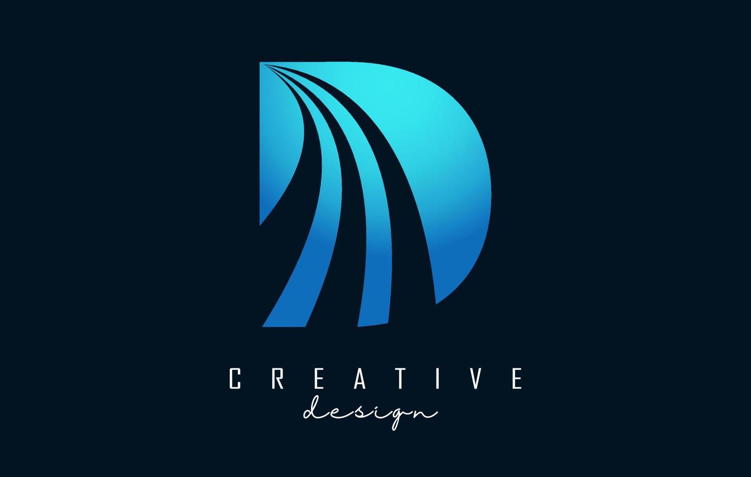 logo creativo della lettera d con linee guida e concept design stradale. lettera d con disegno geometrico. vettore