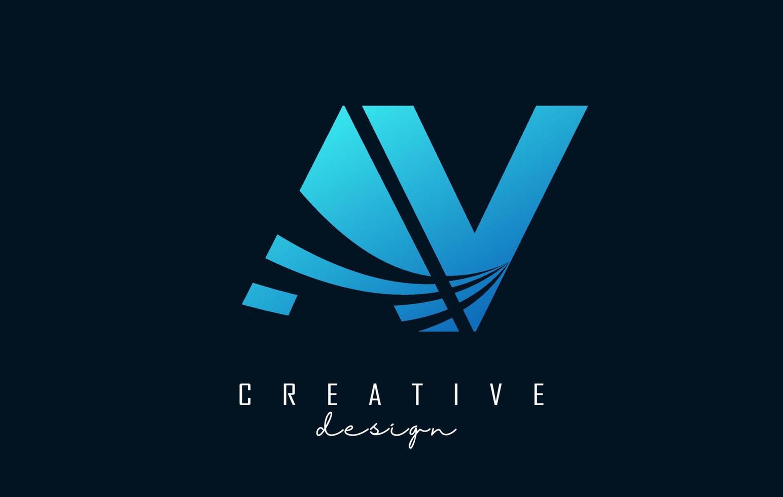 lettere blu creative logo av av con linee guida e concept design stradale. lettere con disegno geometrico. vettore