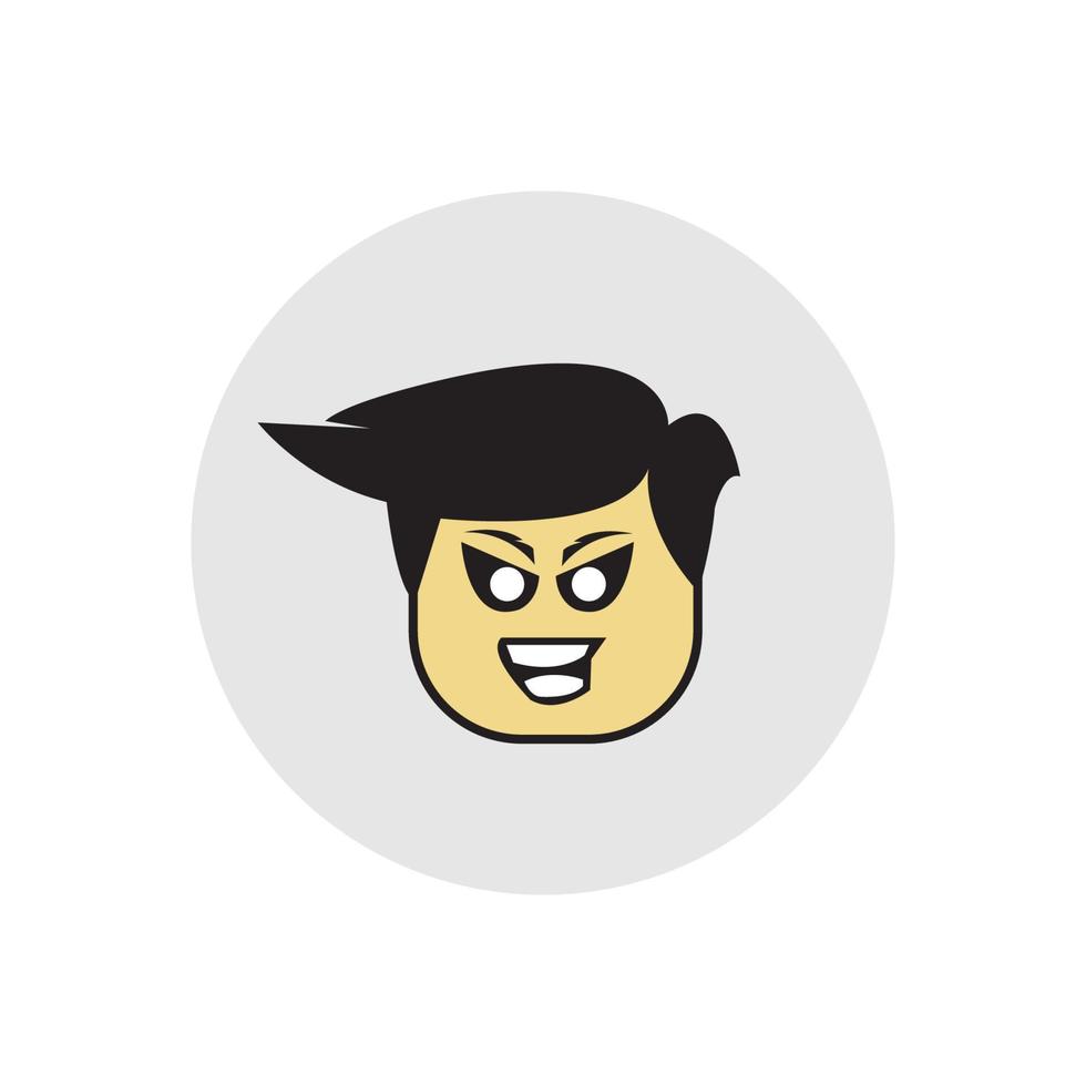 simbolo del vettore del logo del fumetto del viso dell'uomo che mostra l'espressione