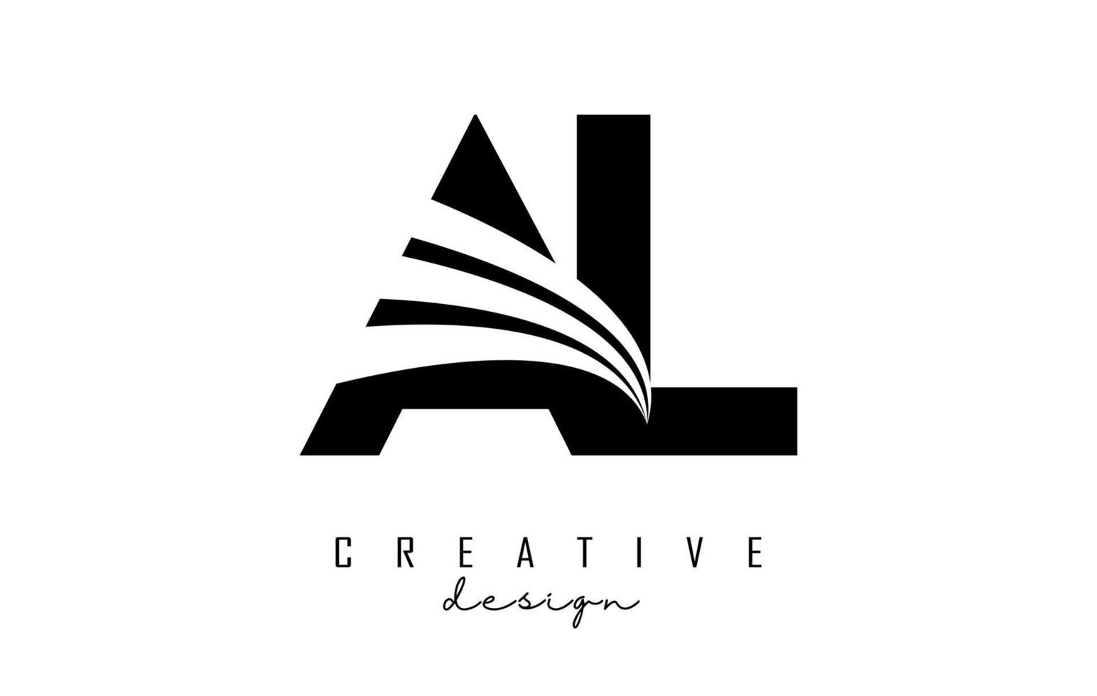 lettere nere creative al logo con linee guida e concept design stradale. lettere con disegno geometrico. vettore