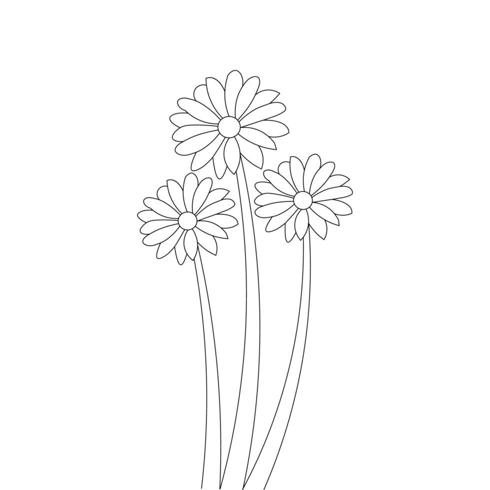 elemento della pagina del libro da colorare del fiore con il disegno dell'illustrazione grafica vettore
