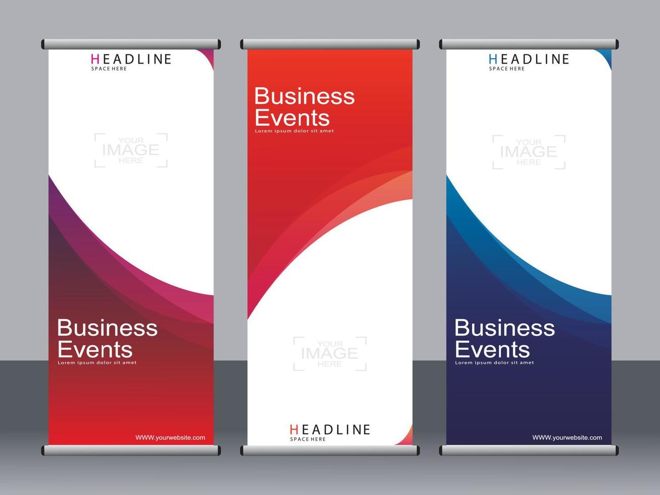 banner aziendale roll up set, modello di banner standee. vettore