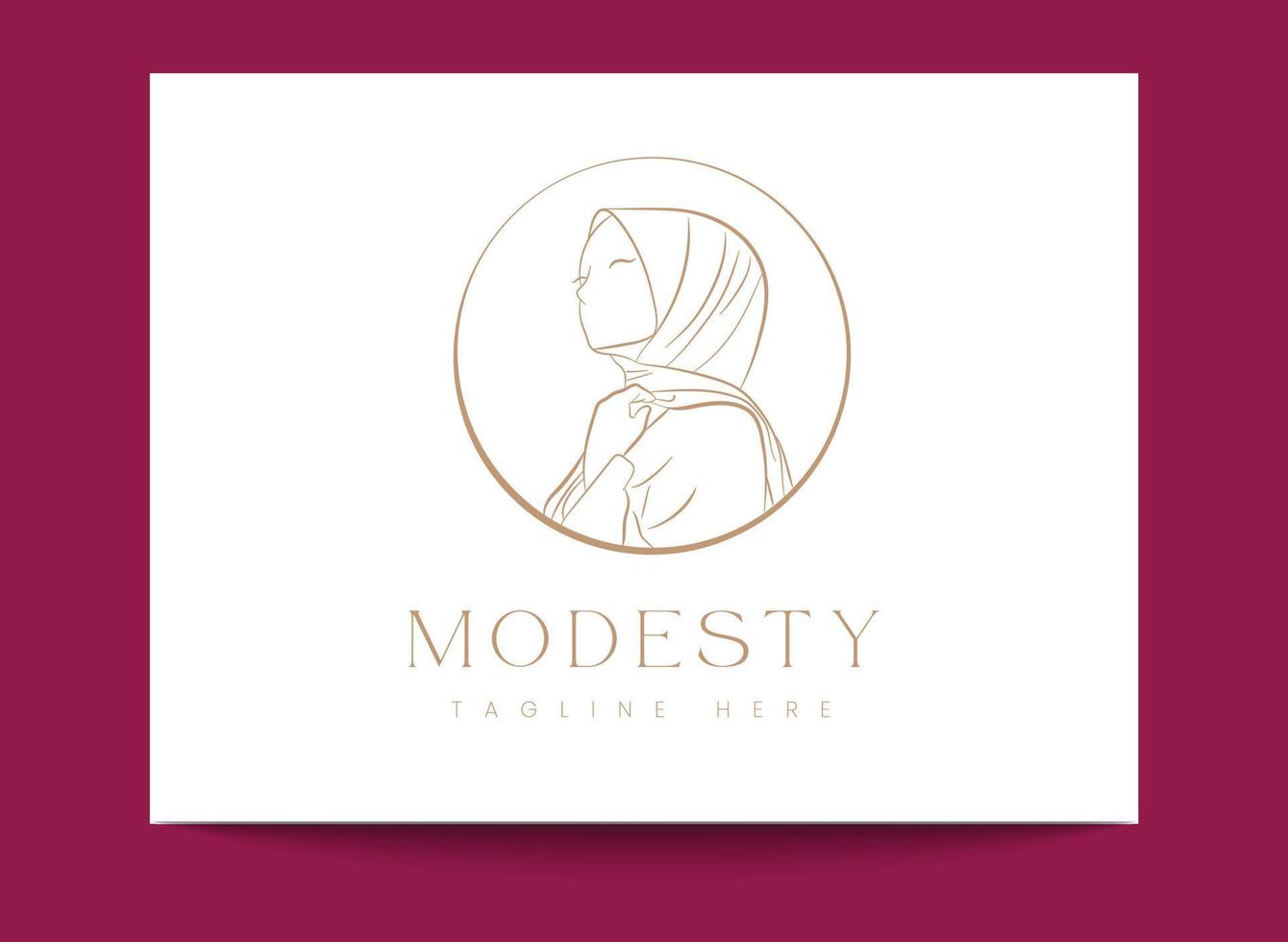 donne musulmane minime creative semplici di arte lineare che indossano il modello di logo dell'emblema dell'hijab per la moda hijab, la moda modesta o la bellezza vettore