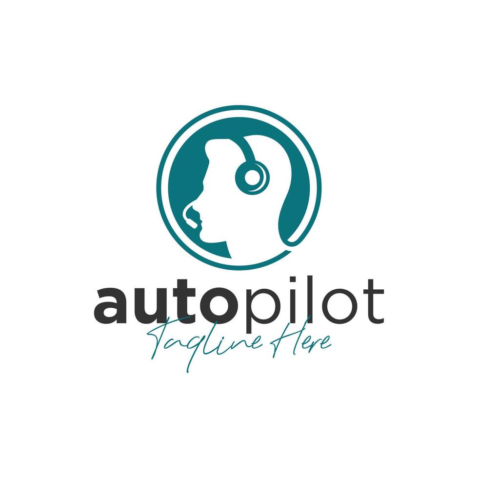 design del logo dell'illustrazione della tecnologia del pilota automatico vettore