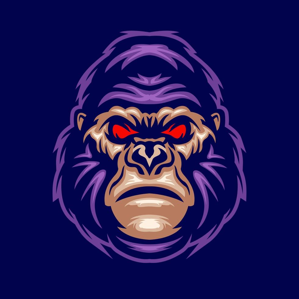 logo della mascotte della testa di gorilla vettore