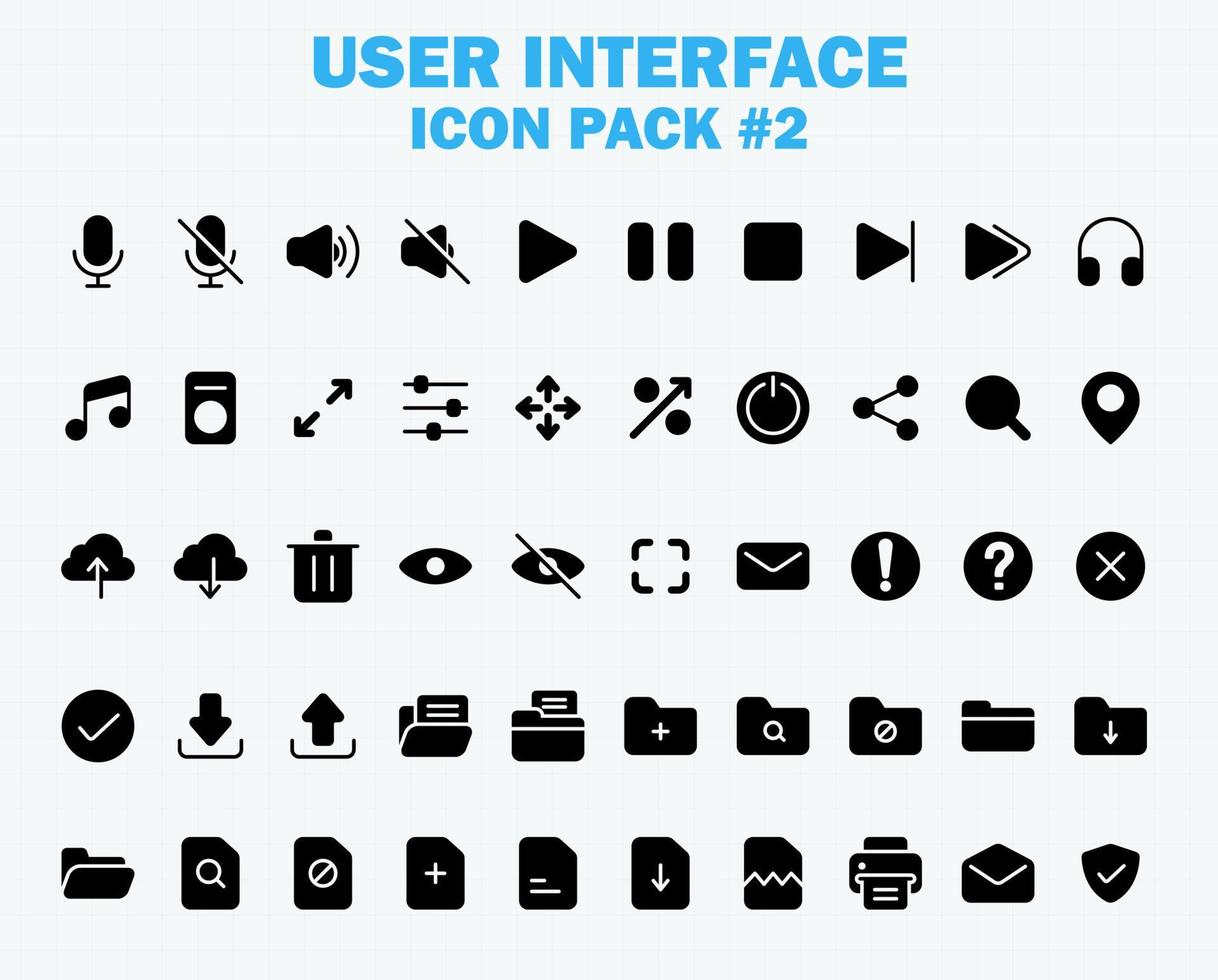 set di icone dell'interfaccia utente web e app, raccolta di icone glifo solido dell'interfaccia utente vettoriale