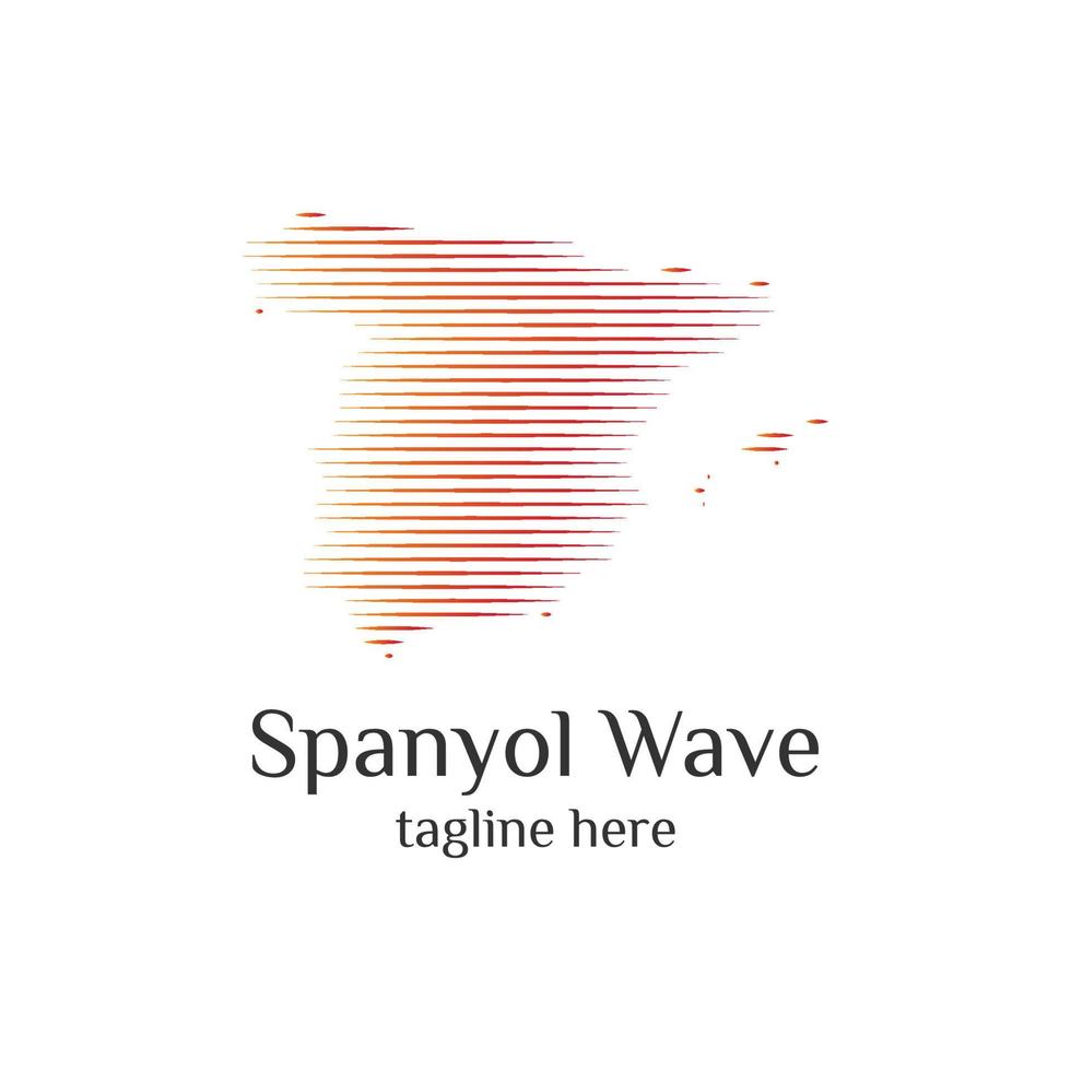 il modello di logo moderno dell'onda della mappa spagnola progetta l'illustrazione di vettore semplice