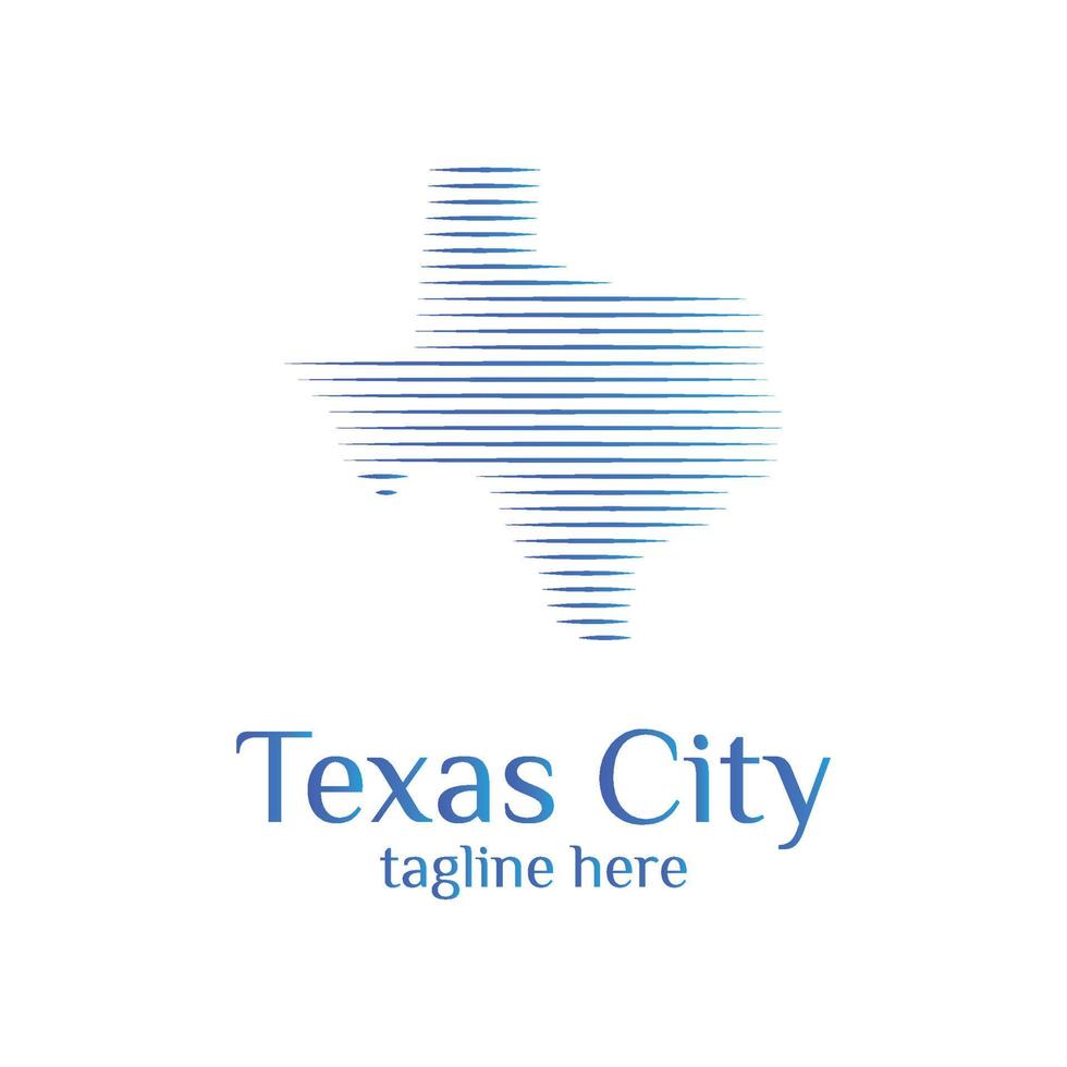 il modello moderno del logo dell'onda della mappa della città del texas progetta l'illustrazione vettoriale semplice