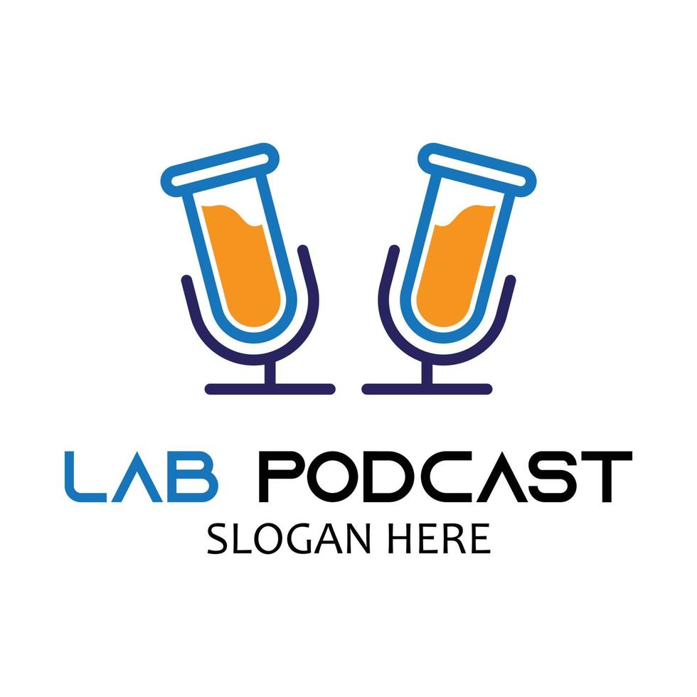 elemento di design del logo dell'icona del podcast di scienza vettore