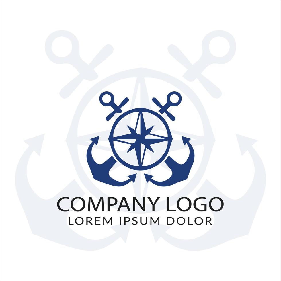 design del logo dell'ancora della nave vettore