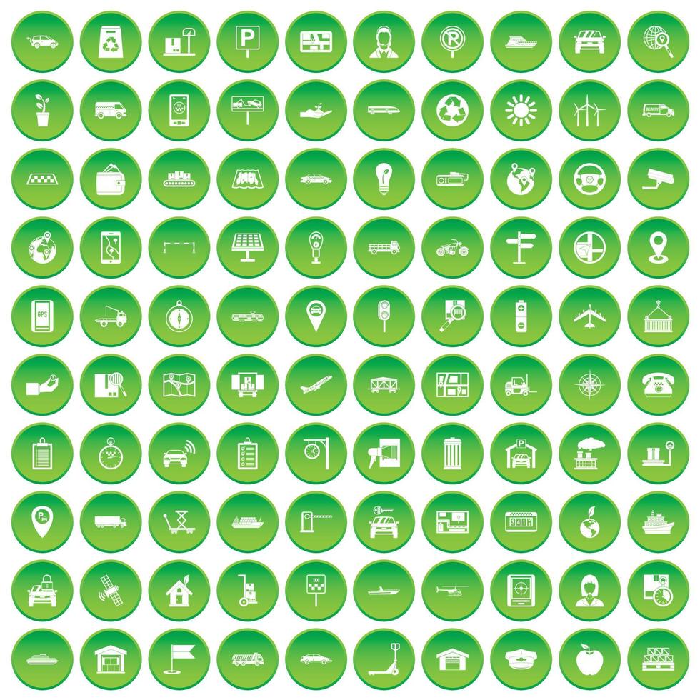 100 icone di navigazione impostano il cerchio verde vettore