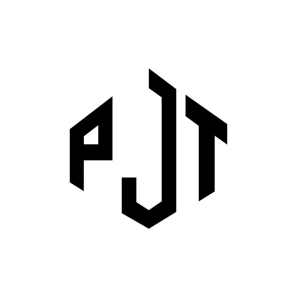 design del logo della lettera pjt con forma poligonale. pjt poligono e design del logo a forma di cubo. pjt esagono logo modello vettoriale colori bianco e nero. monogramma pjt, logo aziendale e immobiliare.