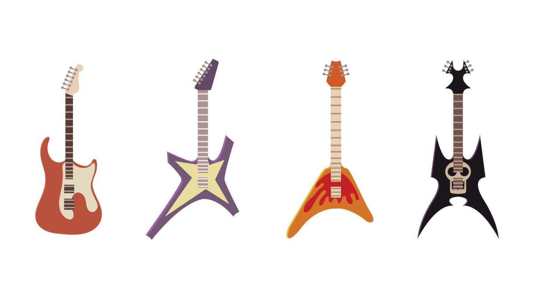 set di icone di chitarra elettrica, stile cartone animato vettore
