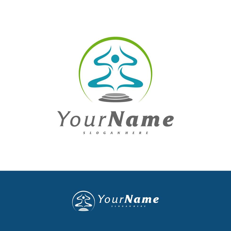 modello vettoriale di progettazione del logo yoga, illustrazione dei concetti del logo di meditazione.