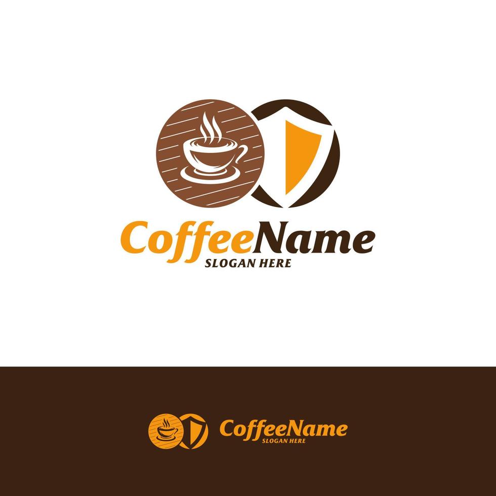 modello di progettazione logo scudo caffè. vettore di concetto di logo del caffè. simbolo dell'icona creativa