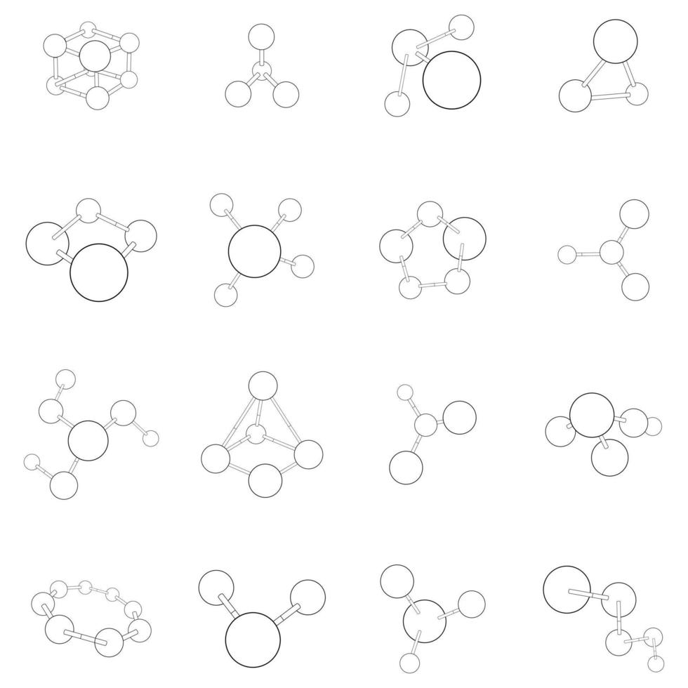 contorno impostato icona molecola vettore