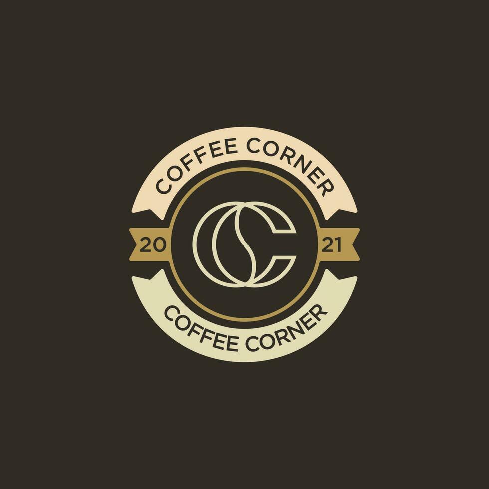design del logo dell'angolo del caffè vintage retrò con il concetto di lettera cc. vettore