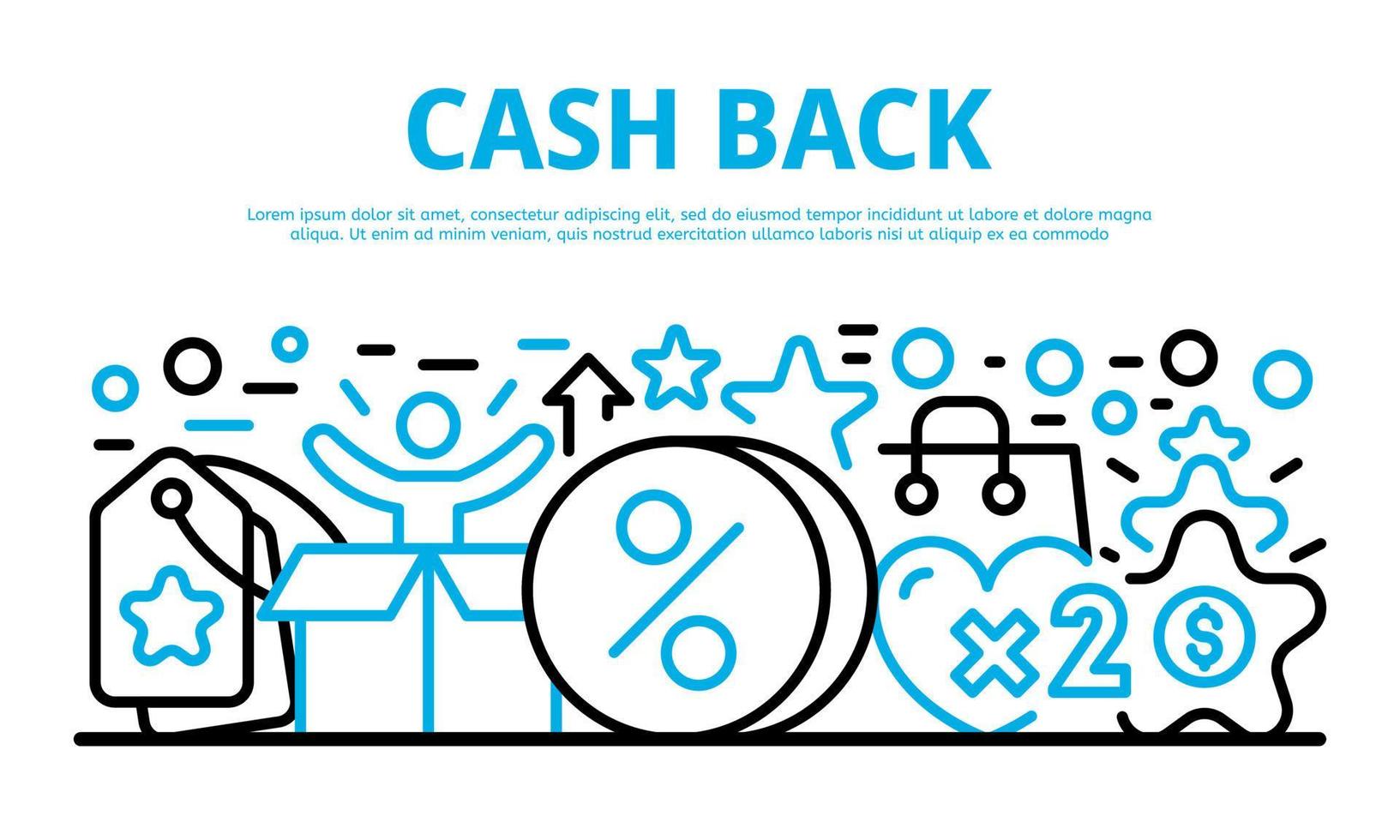 banner cash back, stile contorno vettore