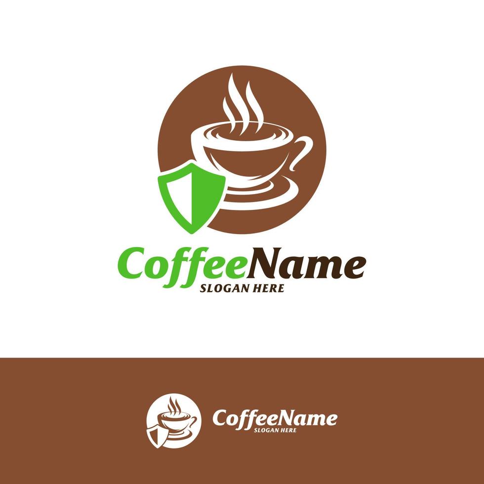 modello di progettazione logo scudo caffè. vettore di concetto di logo del caffè. simbolo dell'icona creativa