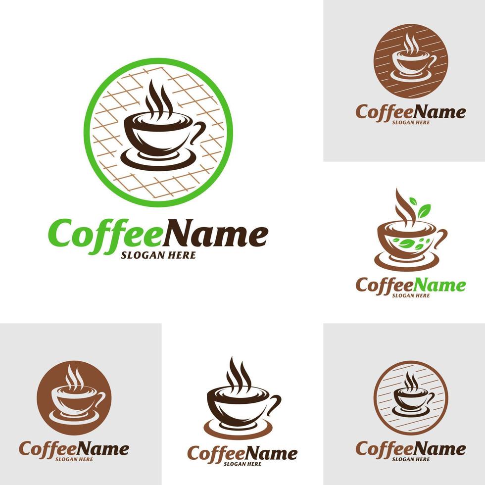 set di modello di progettazione logo caffè. vettore di concetto di logo del caffè. simbolo dell'icona creativa