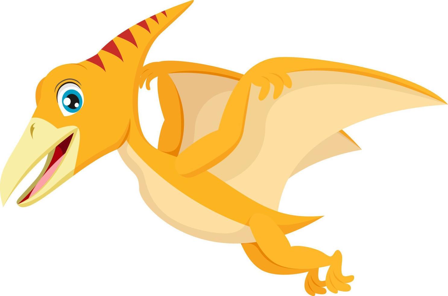 cartone animato divertente dinosauro pterodattilo volante vettore