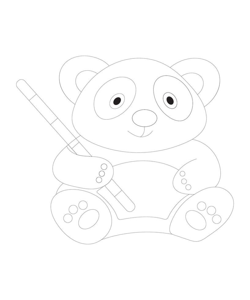Pagina da colorare di bambini panda vettore