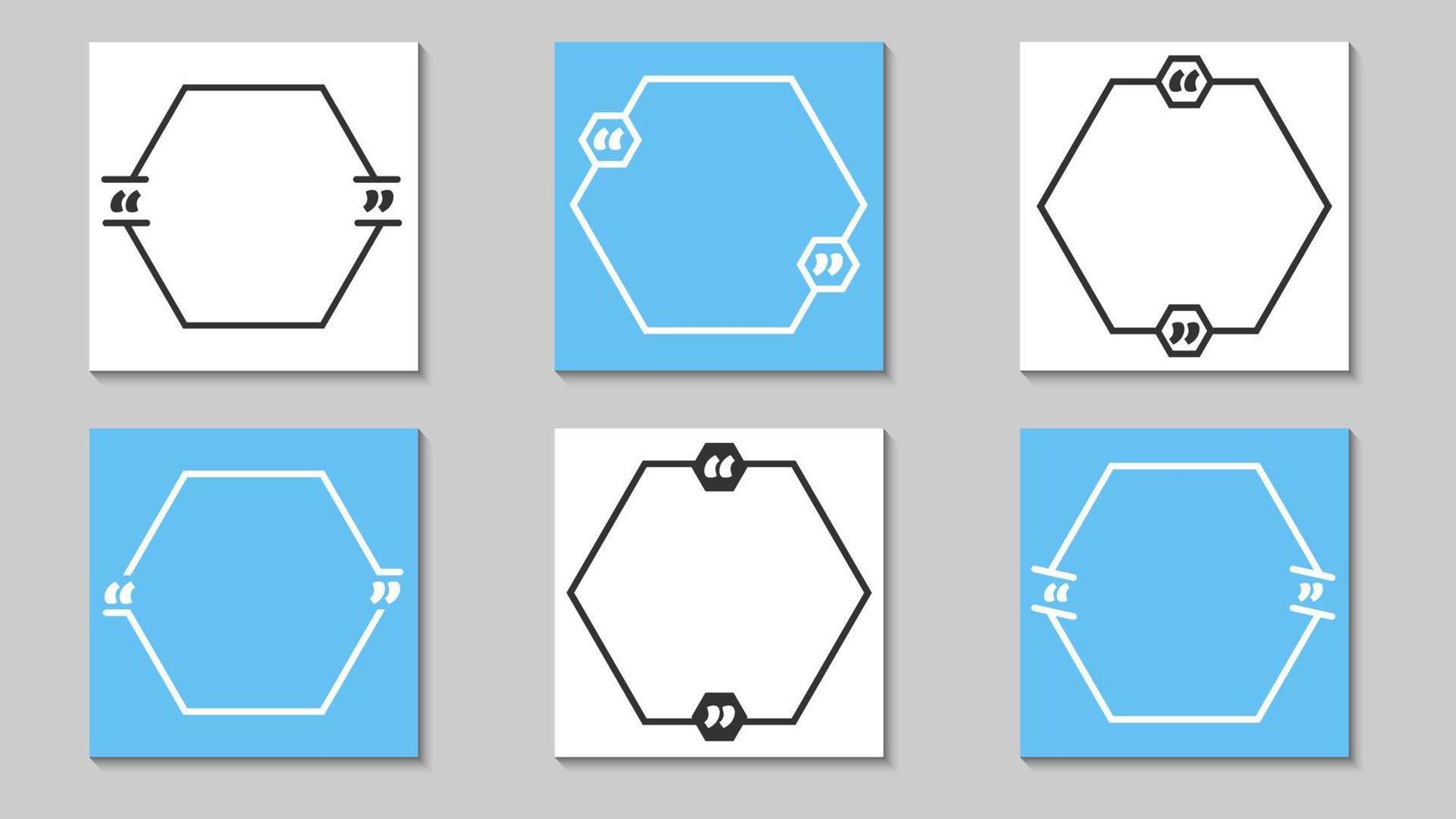 citazione cornici modelli vuoti impostati utilizzando base di forma esagonale. illustrazione creativa della bandiera di vettore