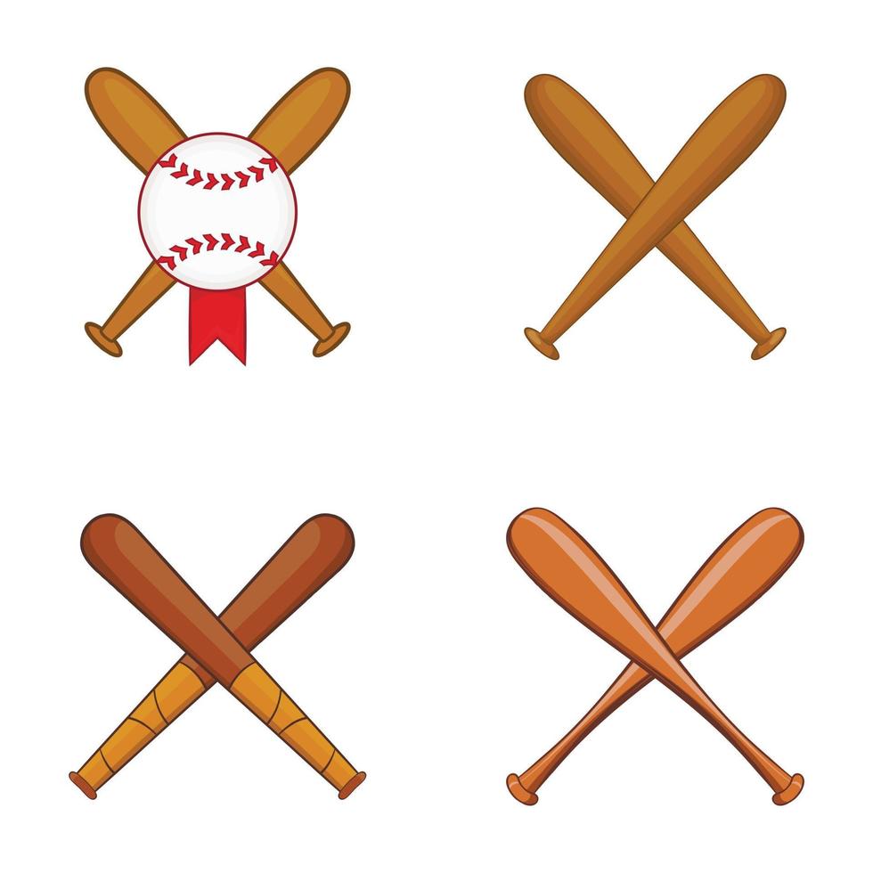 set di icone da baseball, stile cartone animato vettore