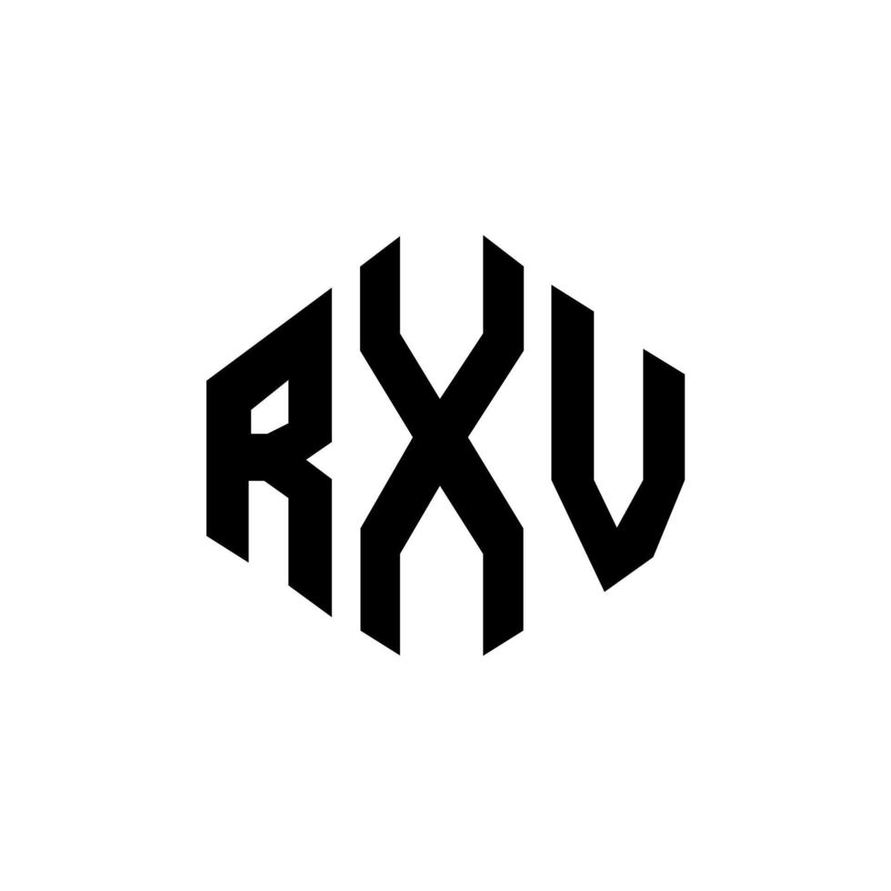 design del logo della lettera rxv con forma poligonale. rxv poligono e design del logo a forma di cubo. rxv modello di logo vettoriale esagonale colori bianco e nero. monogramma rxv, logo aziendale e immobiliare.