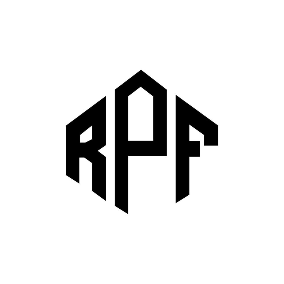 design del logo della lettera rpf con forma poligonale. design del logo a forma di poligono e cubo rpf. colori bianco e nero del modello di logo vettoriale esagonale rpf. monogramma rpf, logo aziendale e immobiliare.