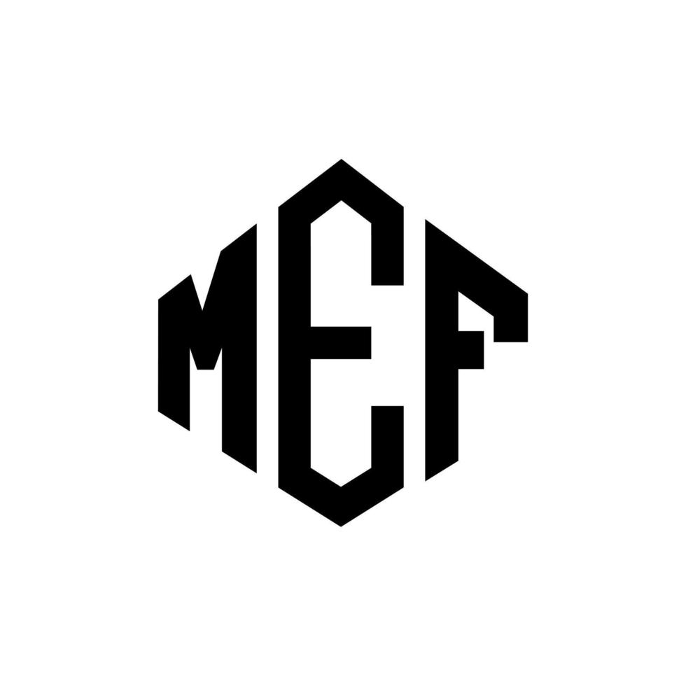 design del logo della lettera mef con forma poligonale. mef poligono e design del logo a forma di cubo. modello di logo vettoriale esagonale mef colori bianco e nero. monogramma mef, logo aziendale e immobiliare.