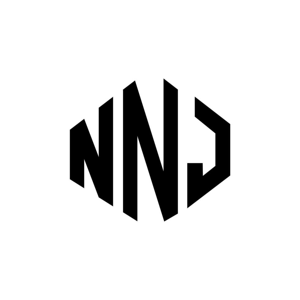 design del logo della lettera nnj con forma poligonale. nnj poligono e design del logo a forma di cubo. nnj modello di logo vettoriale esagonale colori bianco e nero. nnj monogramma, logo aziendale e immobiliare.