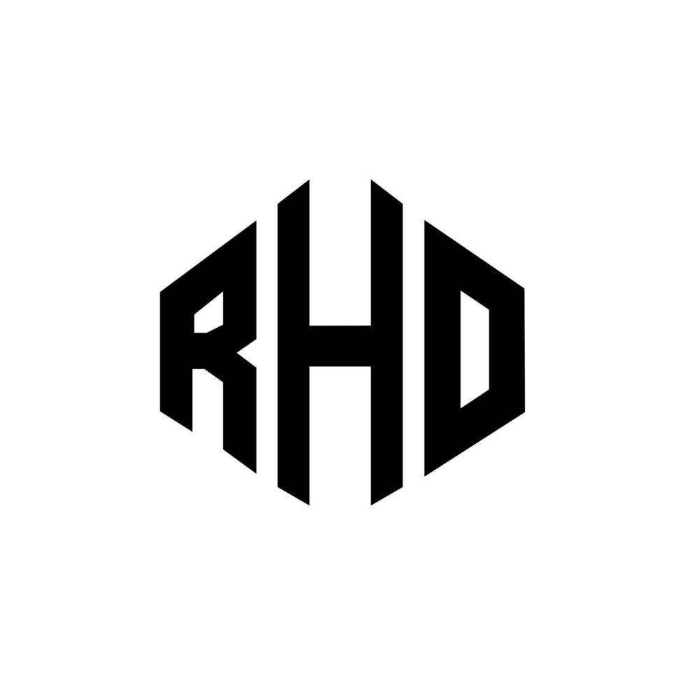 design del logo della lettera rho con forma poligonale. rho poligono e design del logo a forma di cubo. rho esagonale modello logo vettoriale colori bianco e nero. monogramma rho, logo aziendale e immobiliare.