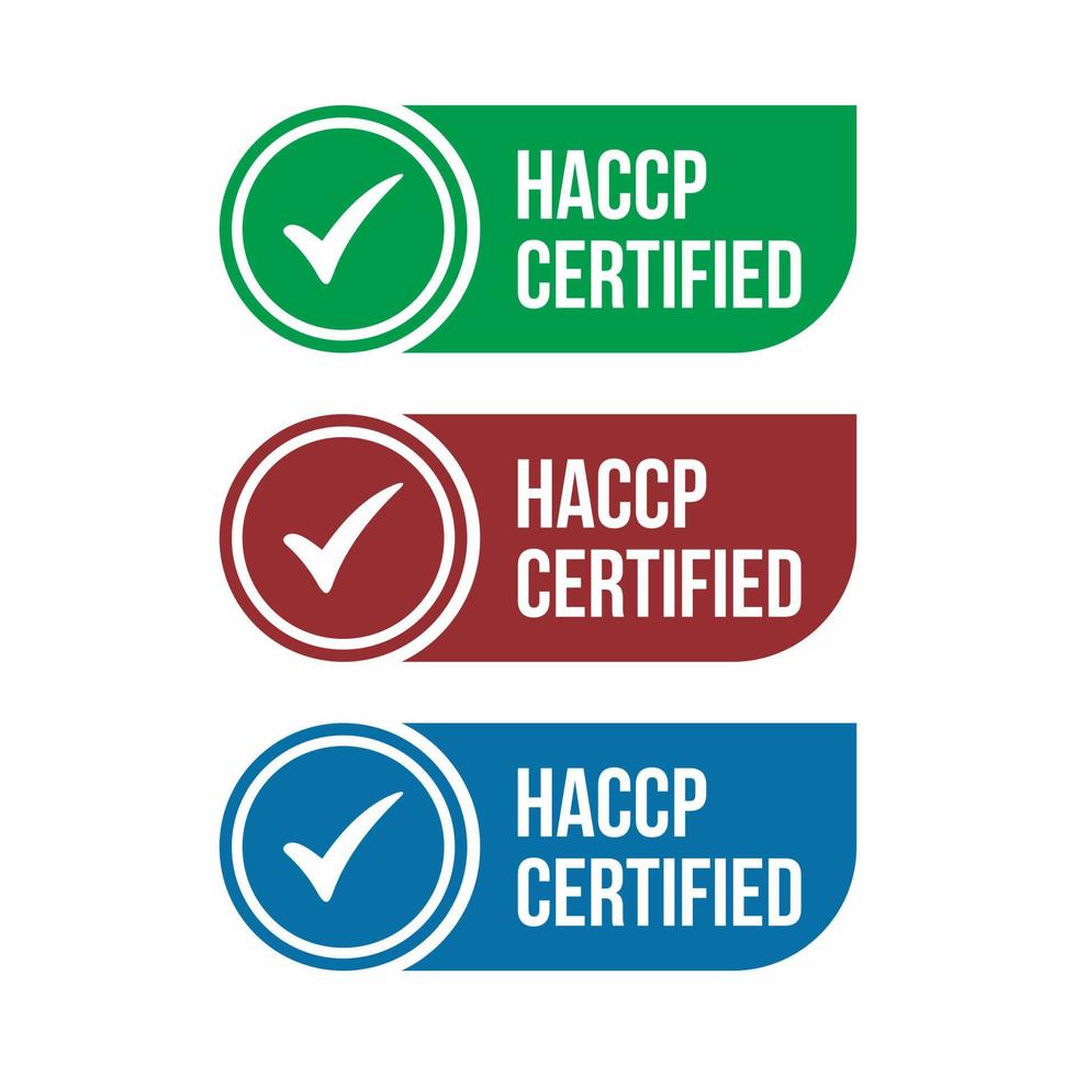 set di icone certificate haccp su sfondo bianco. illustrazione di riserva di vettore