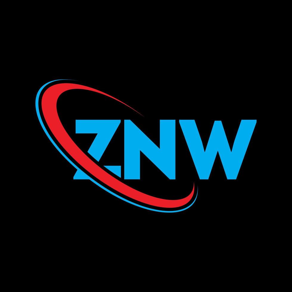 znw logo. znw lettera. znw lettera logo design. iniziali znw logo collegate con cerchio e logo monogramma maiuscolo. tipografia znw per il marchio tecnologico, commerciale e immobiliare. vettore