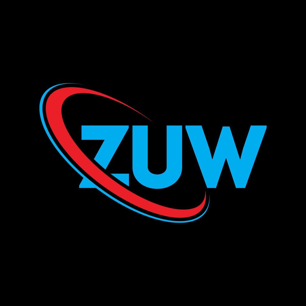zu logo. zu lettera. zuw lettera logo design. iniziali zuw logo collegate con cerchio e logo monogramma maiuscolo. tipografia zuw per il marchio tecnologico, commerciale e immobiliare. vettore