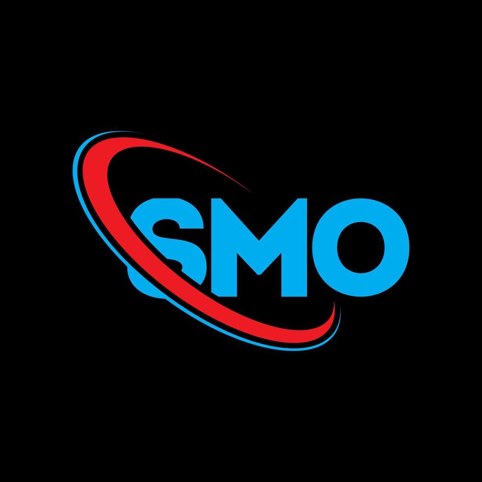 logo fumo. lettera smodata. design del logo della lettera smo. iniziali logo smo legate da cerchio e logo monogramma maiuscolo. tipografia smo per marchio tecnologico, aziendale e immobiliare. vettore