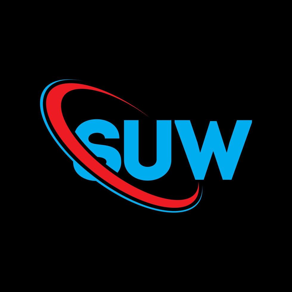 suw logo. suw lettera. suw lettera logo design. iniziali suw logo collegate con cerchio e logo monogramma maiuscolo. tipografia suw per il marchio tecnologico, commerciale e immobiliare. vettore