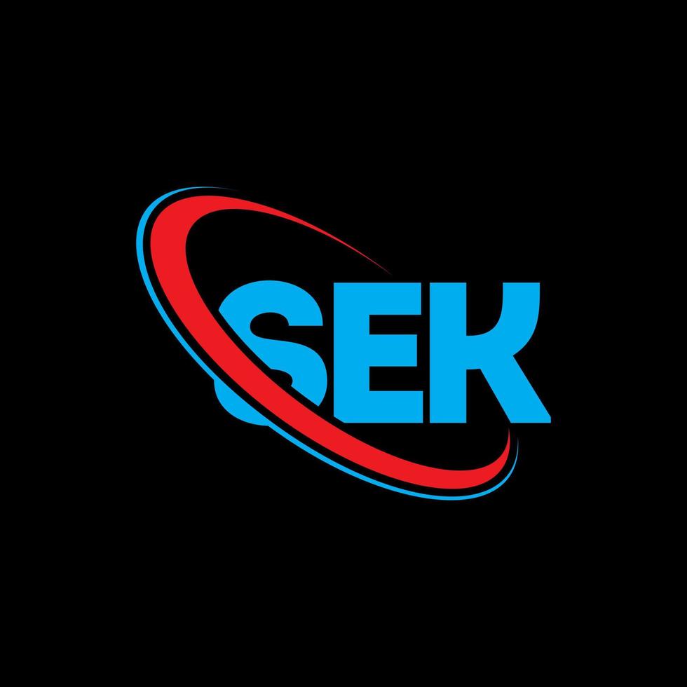 sek logo. sek lettera. design del logo della lettera sek. iniziali sek logo collegate a cerchio e logo monogramma maiuscolo. tipografia sek per il marchio tecnologico, commerciale e immobiliare. vettore