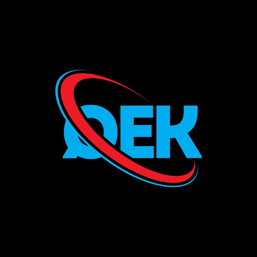 logo qek. lettera qek. design del logo della lettera qek. iniziali qek logo collegate con cerchio e logo monogramma maiuscolo. tipografia qek per il marchio tecnologico, commerciale e immobiliare. vettore